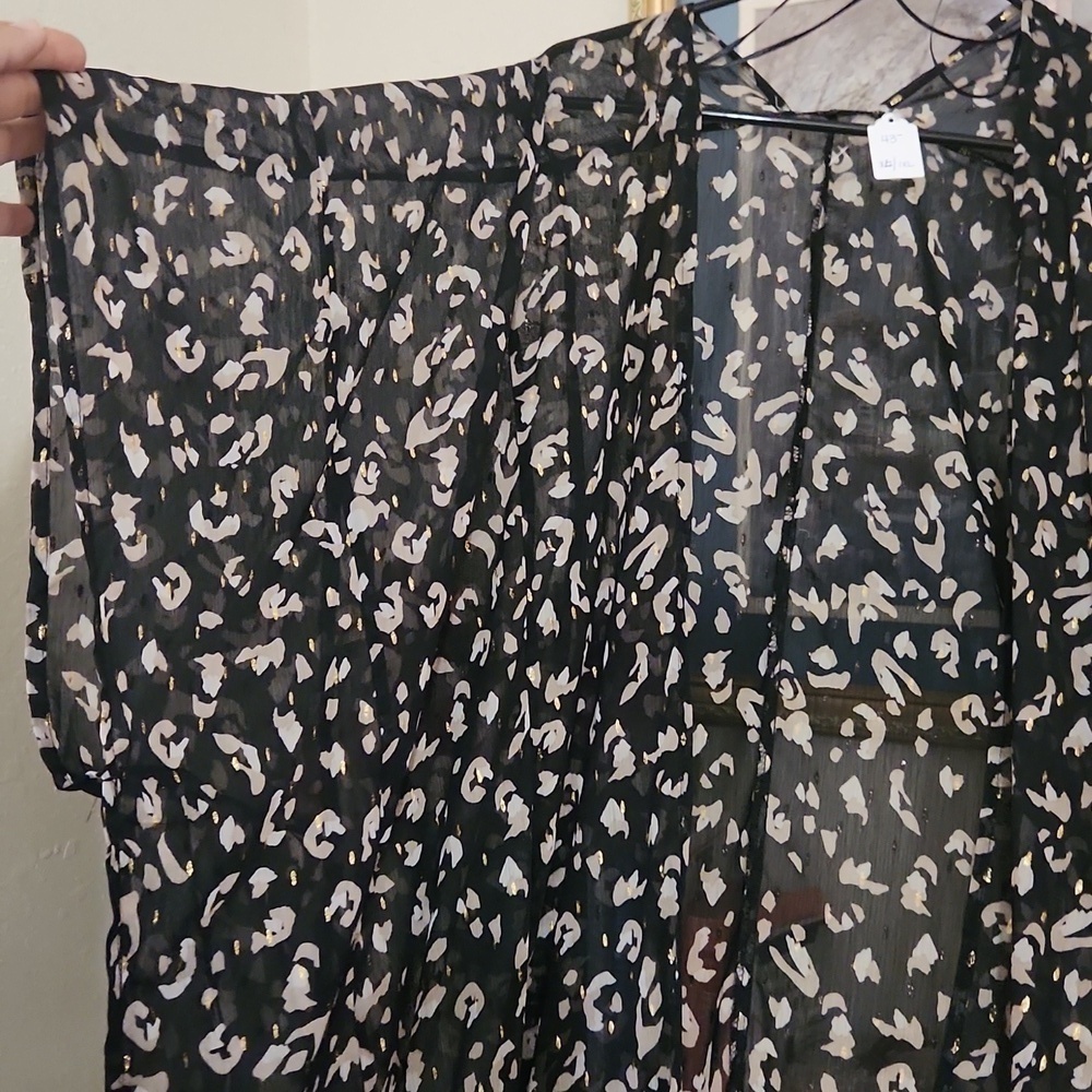 Leopard print long line kimono Ruffle Hem Modest Elegant Sophisticated Party XL - Picture 5 of 13